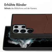 Accezz Premium Leather Card Slot Back Cover Samsung Galaxy S22 Ultra - Braun