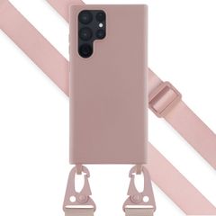 Selencia Silikonhülle mit abnehmbarem Band für das Samsung Galaxy S22 Ultra - Sand Pink