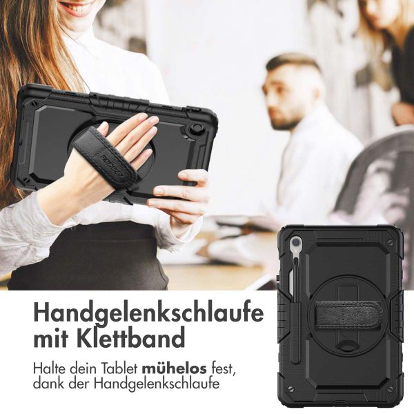 Accezz Robustes Back Cover mit Schultergurt für das Samsung Galaxy Tab S9 FE 10.9 Zoll / Tab S9 11.0 Zoll - Schwarz