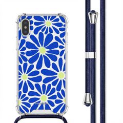 imoshion Design Hülle mit Band Apple iPhone X / Xs - Cobalt Blue Flowers Connect