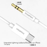 imoshion ﻿AUX-Kabel – 3,5 mm/Audio-Klinkenbuchse auf USB-C-Kabel – Stecker auf USB-C – 1 Meter – Weiß