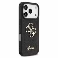Guess 4G Metal Logo Back Cover mit Glitter Apple iPhone 17 Pro Max - Schwarz