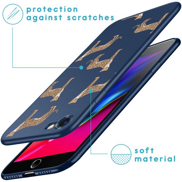 imoshion Design Hülle iPhone SE (2022 / 2020) / 8 / 7 - Leopard - Blau