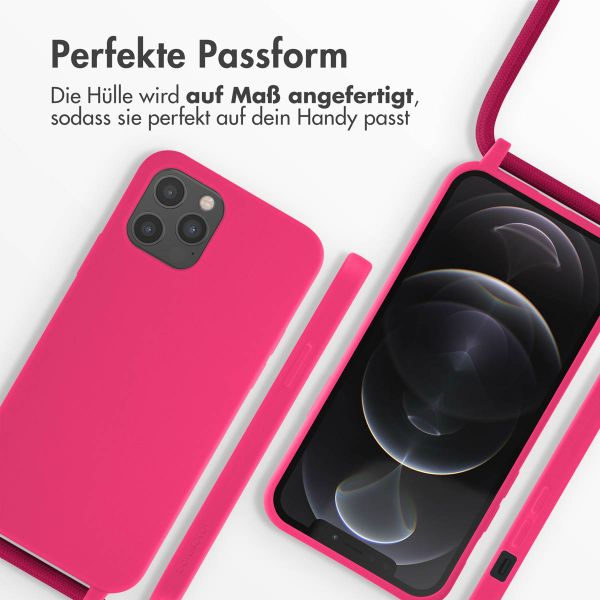 imoshion Silikonhülle mit Band für das iPhone 12 (Pro) - Rosa fluoreszierend