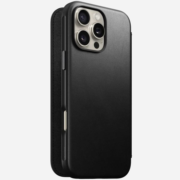 Nomad Modern Leather Folio Klapphülle Apple iPhone 16 Pro Max - Schwarz