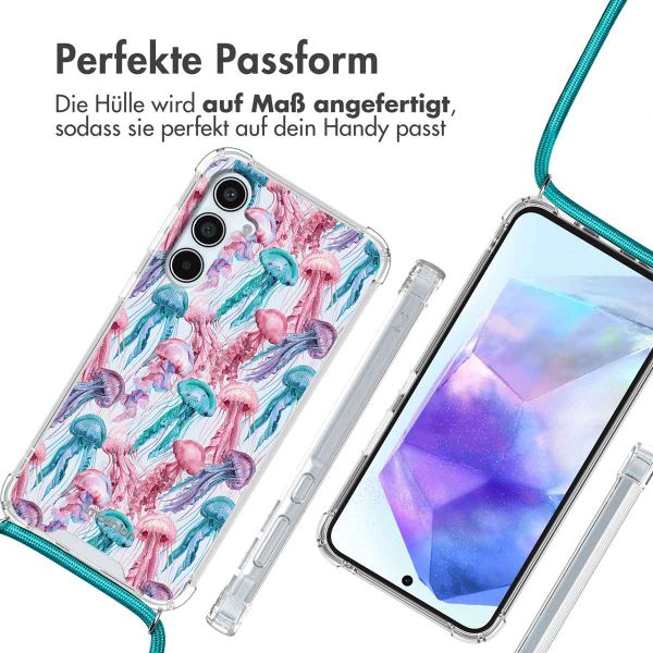 imoshion Design Hülle mit Band für das Samsung Galaxy A55 - Jellyfish Watercolor