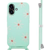 imoshion Silikonhülle design mit Band für das Apple iPhone 16 - Green Flower Distance