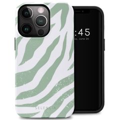 Selencia Vivid Tough Back Cover für das iPhone 13 Pro - Colorful Zebra Sage Green