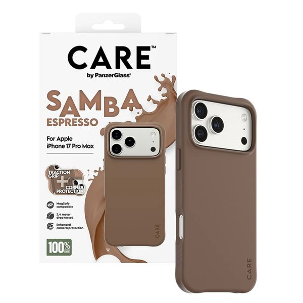 CARE by PanzerGlass Modisches Case Samba mit MagSafe Apple iPhone 17 Pro Max - Espresso Brown