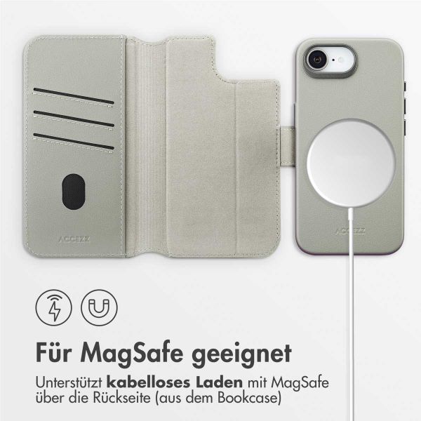 Accezz 2-in-1 Klapphülle aus Leder mit MagSafe Apple iPhone 16e - Light Grey