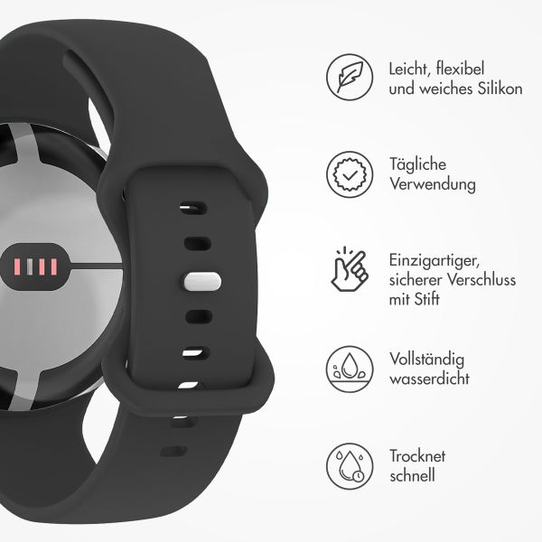 imoshion Silikon-Armband⁺ für  Google Pixel Watch 3 / 4 (45 mm) - Größe S - Schwarz