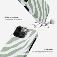 Selencia Vivid Tough Back Cover für das iPhone 15 Pro - Colorful Zebra Sage Green