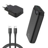 imoshion Powerbank 20.000 mAh + Accezz Ultra Slim GaN Ladegerät + Accezz USB-C- auf USB-C-Kabel - 1 Meter - Schwarz