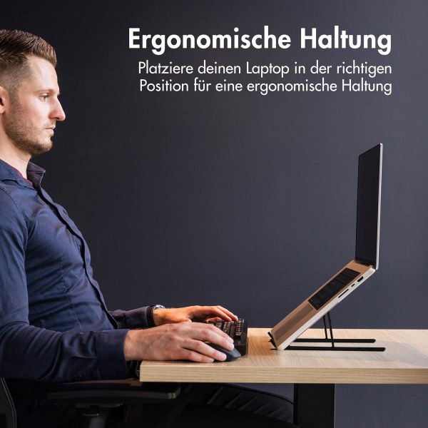 Accezz Laptophalter - Laptopständer - Verstellbar und zusammenklappbar - Schwarz