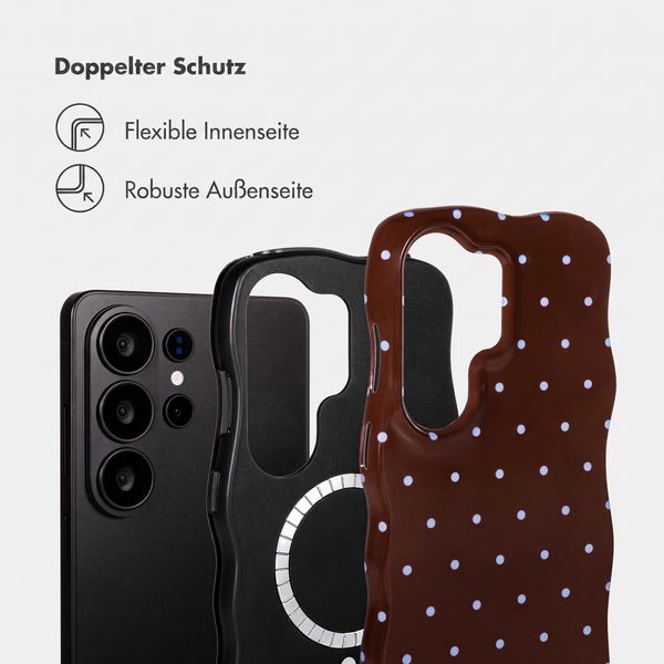 Selencia Vivid Wavy Backcover mit MagSafe Samsung Galaxy S26 Ultra - Happy Dots Chocolate