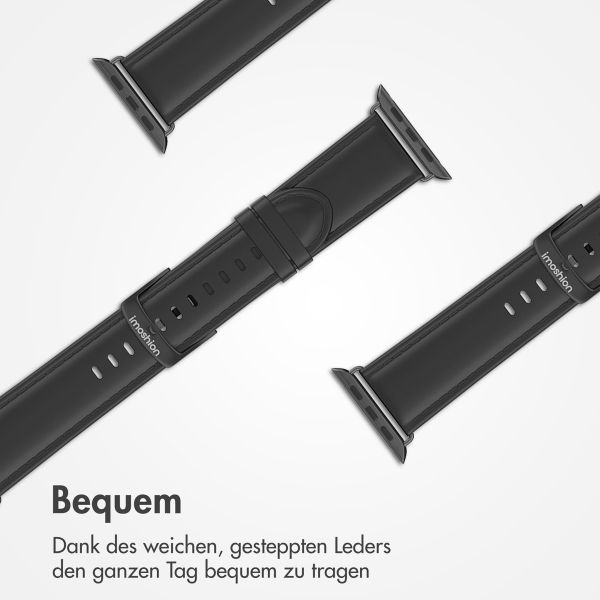 imoshion Klassisches Lederarmband für die Apple Watch Series 1 bis 9 / SE (38/40/41 mm) | Series 10 (42 mm) - Schwarz