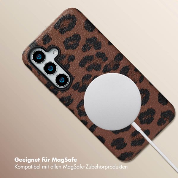 Selencia Sabi Backcover Leopardenmuster mit MagSafe Samsung Galaxy S25 - Mocha Brown