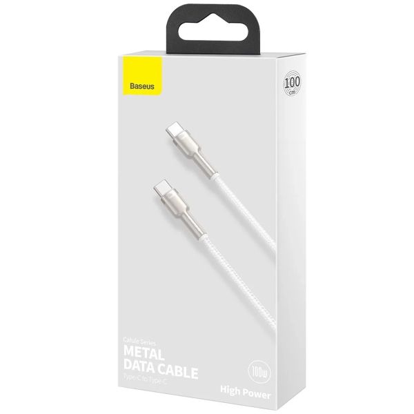 Baseus Cafule Series USB-C-zu-USB-C-Kabel  – Metall – 100 Watt – 1 Meter – Weiß