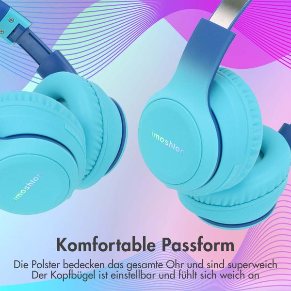 imoshion Kabellose Kinderkopfhörer LED Light - Dezibelbegrenzer - Mit AUX-Kabel - Cobalt Blue / Soft Blue