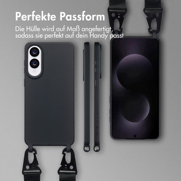 Selencia SilikonHülle mit abnehmbarem Band Samsung Galaxy S25 Edge - Schwarz