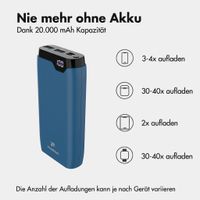 imoshion Powerbank 20.000 mAh - 22,5W Schnellladegerät - USB-C / USB-A - Blau