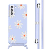 imoshion Silikonhülle design mit Band für das Samsung Galaxy S21 - Lila Flower Distance