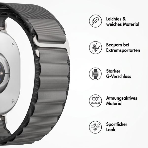 Accezz Nylon Alpine Armband für Samsung Galaxy Watch 9 (40/44mm) / Watch 8 (40/44mm) / Classic (46mm) - Dark Grey