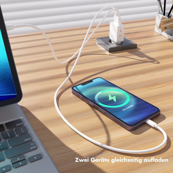 Accezz Ultra Slim GaN Ladegerät - USB-C + USB-A - 30 W - Weiß