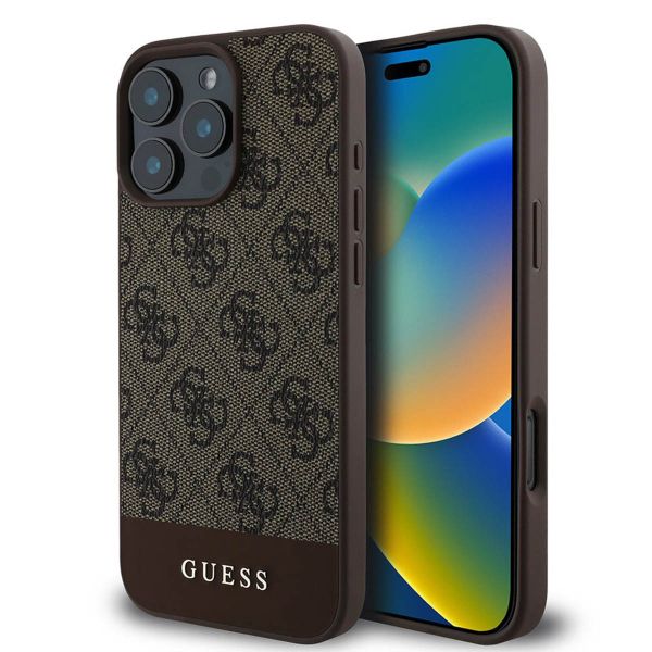Guess Bottom Stripe 4G Back Cover Apple iPhone 16 Pro Max - Braun