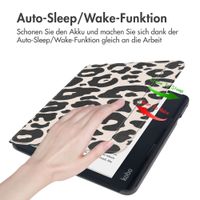 imoshion Design Slim Hard Case Sleepcover mit Stand Kobo Libra 2 / Tolino Vision 6 - Leopard