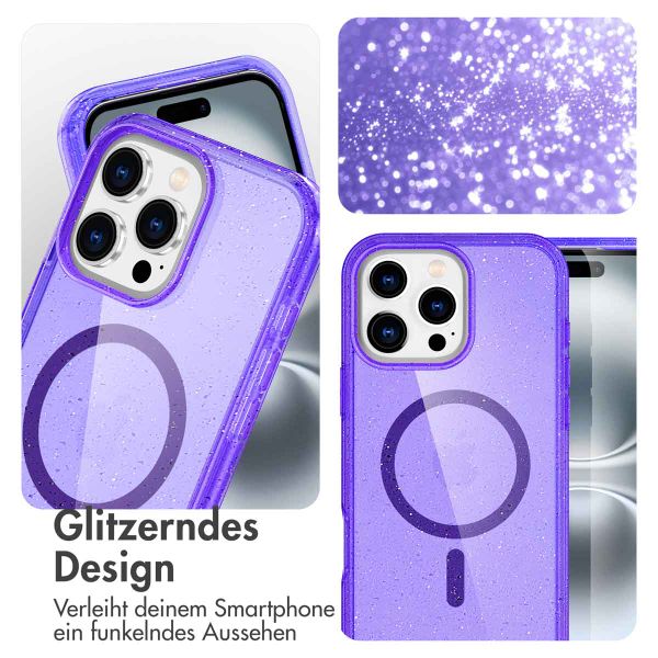 imoshion Sparkle Back Cover mit MagSafe für das Apple iPhone 16 Pro - Glitzer Violett
