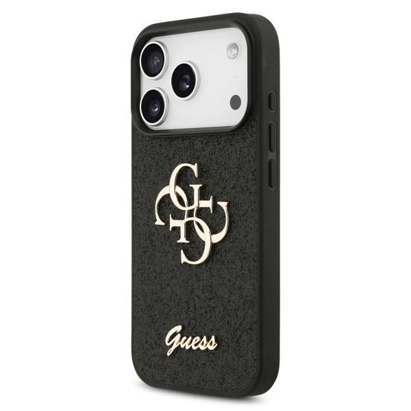 Guess 4G Metal Logo Back Cover mit Glitter Apple iPhone 17 Pro Max - Schwarz