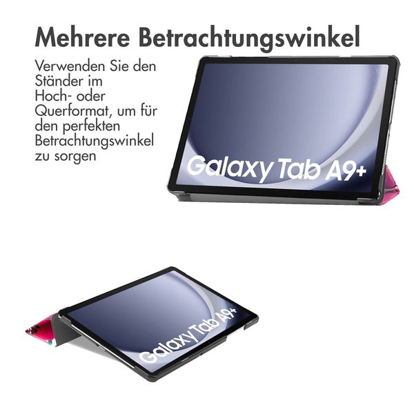 imoshion Design Trifold Klapphülle für das Samsung Galaxy Tab A9 Plus - Floral Water Color