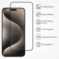 Accezz Vollflächige Schutzfolie aus gehärtetem Glas mit Applikator für das iPhone 15 Pro - Transparent