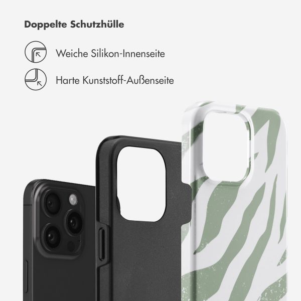 Selencia Vivid Tough Back Cover für das iPhone 15 Pro Max - Colorful Zebra Sage Green