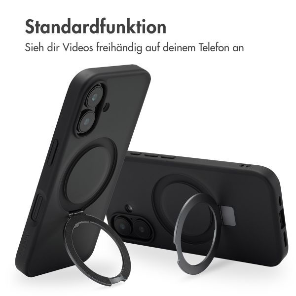Accezz Ring Stand Backcover mit MagSafe für das Apple iPhone 16 - Schwarz