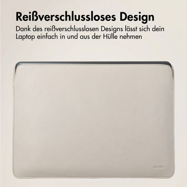 Accezz Leather Laptop Hülle Apple MacBook 13 Zoll - Laptop Sleeve - Beige