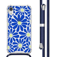 imoshion Design Hülle mit Band iPhone Xr - Cobalt Blue Flowers Connect