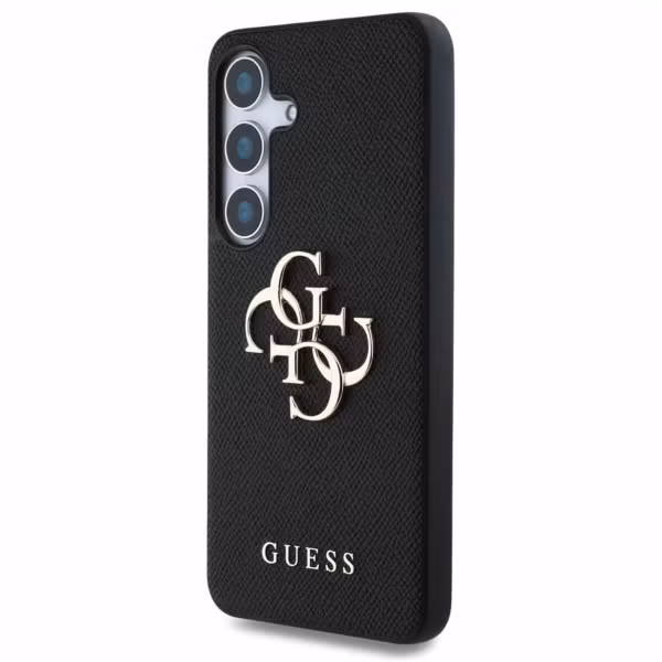 Guess 4G Metal Logo Saffiano Backcover Samsung Galaxy S25 - Schwarz
