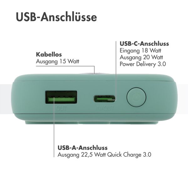 imoshion MagSafe Powerbank 10.000 mAh - Kabellose Powerbank - Salbeigrün