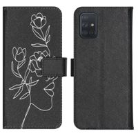imoshion Design TPU Klapphülle Galaxy A71 - Woman Flower Black
