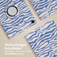 imoshion 360° drehbare Design Klapphülle Samsung Galaxy Tab A9 Plus - White Blue Stripes