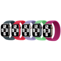 Apple 5 Pack Geflochtenes Solo Loop für Apple Watch | 38/40/41/42 mm - Größe 2 - Lake Green/ (PRODUCT)RED/ Lavender/ Bright Green/ Magenta