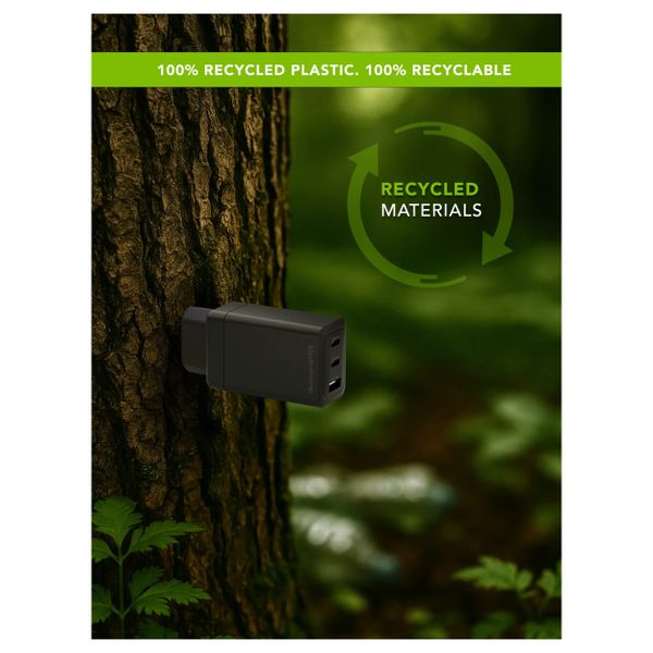 dbramante1928 Re-charge Ladegerät 2x USB-C 65 W und USB-A 18 W - Schwarz