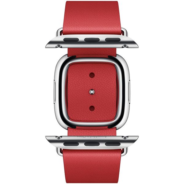 Apple Leather Band Modern Buckle für das  Apple Watch Series 1 t/m 9 / SE (38/40/41 mm) | Series 10 / 11 (42 mm) - Größe L - Scarlet Red
