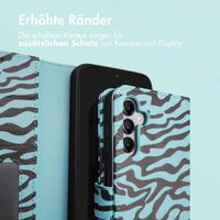 imoshion ﻿Design Klapphülle für das Samsung Galaxy A14 (5G/4G) - Black Blue Stripes