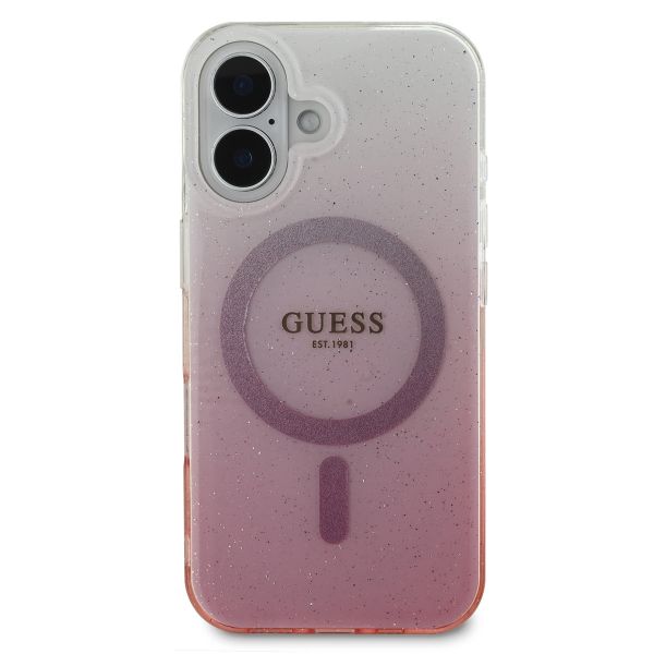 Guess MagSafe IML Glitter Gradient Case Apple iPhone 16 - Pink