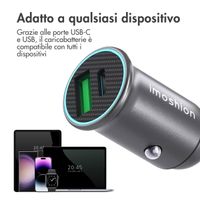 imoshion ﻿Mini-Autoladegerät - 2 Anschlüsse – USB-A–Schnellaufladung – USB-C-Stromversorgung - 60 Watt – Schwarz