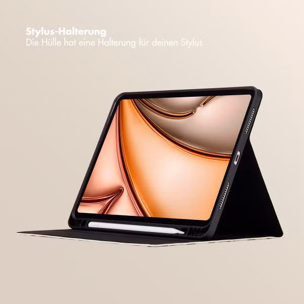 Selencia Sabi Klapphülle mit Leopardenmuster Apple iPad Air 11 Zoll (2025) M3 / (2024) M2 / Air 5 (2022) / Air 4 (2020) - Soft Ivory