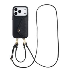 Selencia Sera HandyHülle mit Kordel und Umschlag-Kartenhalter Apple iPhone 17 Pro - Schwarz